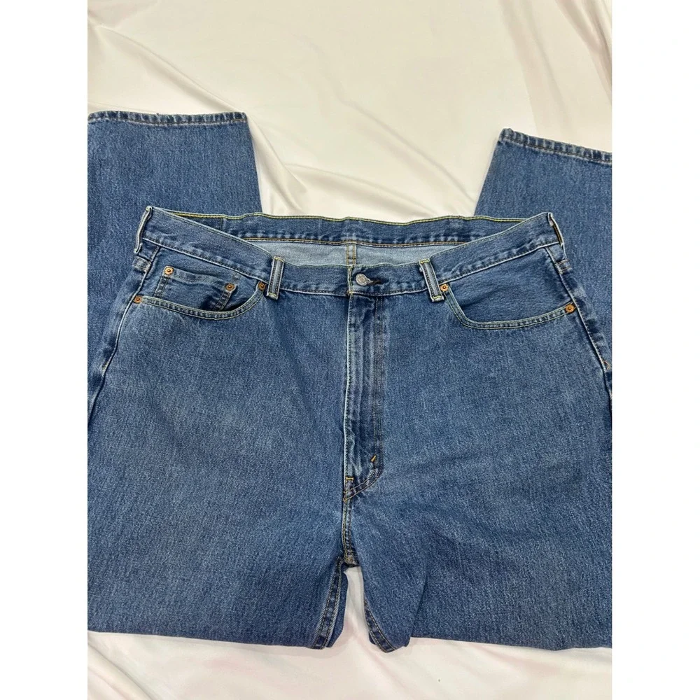 Levis 550‎ Relaxed Fit Tapered Leg Jeans Mens 42x32 Medium Wash Blue Rugged